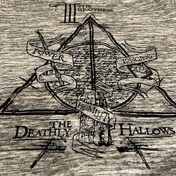 Harry Potter The Deathly Hollows light heathered gray terry-back sweater NWT XS - Picture 4 of 11